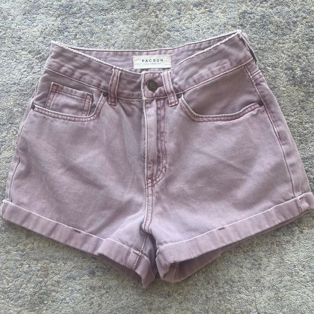 PacSun Mom Shorts Women's Size 23 Pink High Rise Cuffed Denim Jean Shorts